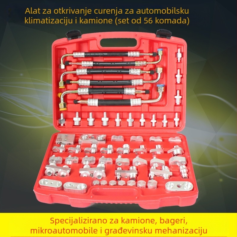 POKKA set alata za testiranje curenja automatske klime - 56 komada, za automobile, građevinske strojeve i kamione