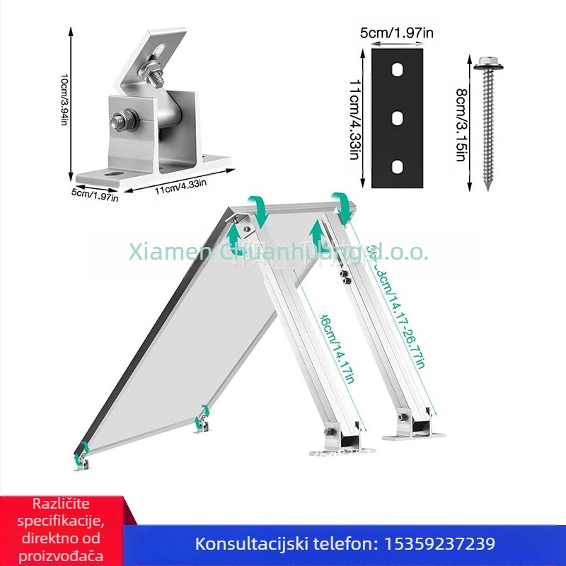 Chuanpu držač fotonaponskih panela od aluminijske legure s prilagodljivim prednjim i stražnjim nožicama