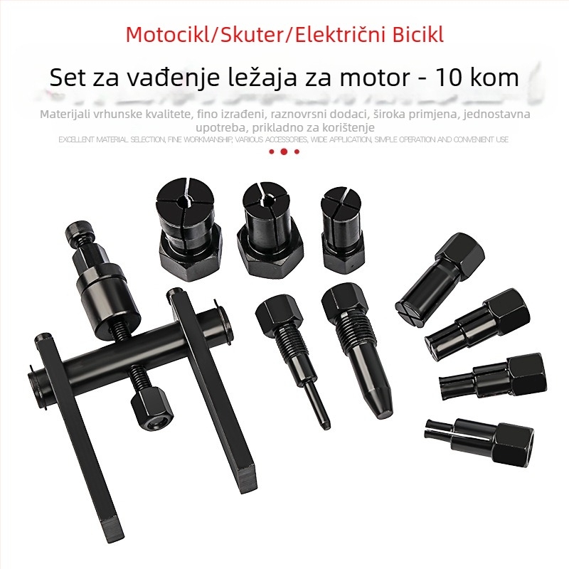Set demontaže ležajeva motocikla – s dvije čeljusti, legura, 10 dijelova, 1,26 kg
