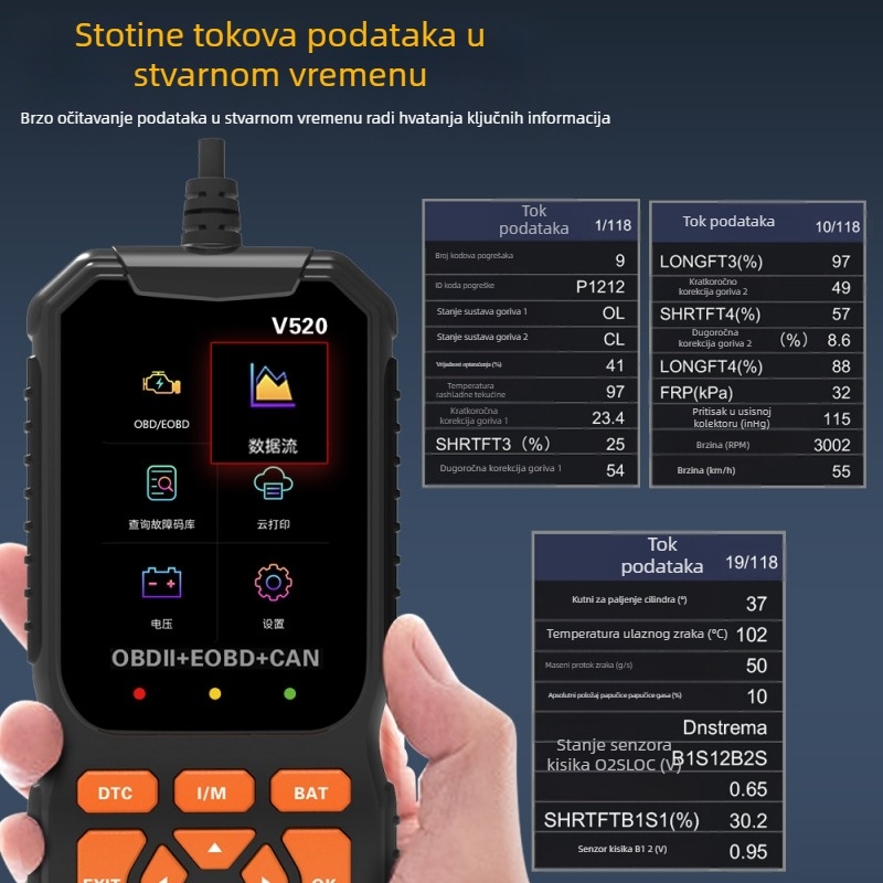 VIC C01 Ručni automobilni dijagnostički instrument – 12V napajanje, model C01, raspon radne temperature -20°C do 80°C