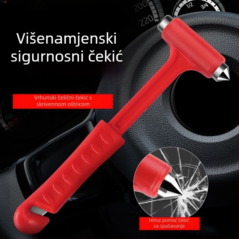 Auto sigurnosni čekić, marke Security, plastično-metalno kućište, višenamjenski alat za spašavanje, razbijač stakla