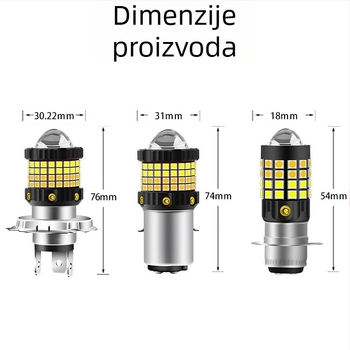 LED svjetla za automobile i motocikle, dvobojna bijelo-žuta, modeli H4/H6/BA20D12-80V, visoka svjetlost