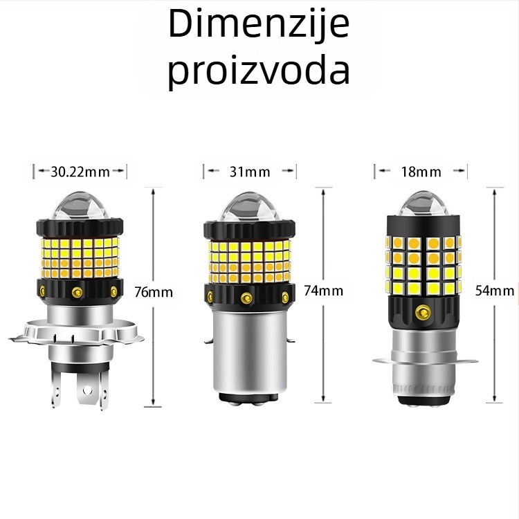 LED svjetla za automobile i motocikle, dvobojna bijelo-žuta, modeli H4/H6/BA20D12-80V, visoka svjetlost