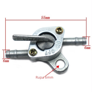 Univerzalni 6mm ventil za prebacivanje spremnika goriva za off-road motocikl — aluminij, duljina 55 mm, vanjski promjer mlaznice 6 mm