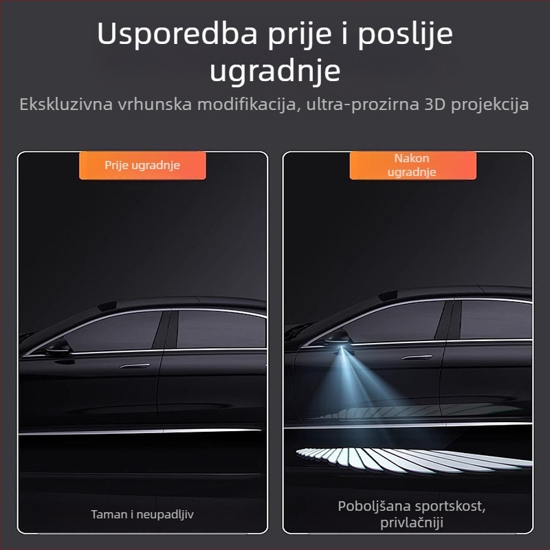 Svjetlo s anđelovim krilima za automobile — unutarnje ambijentalno osvjetljenje, svjetla na vratima, podno osvjetljenje, osvjetljenje retrovizora, univerzalna kompatibilnost, napredna tehnologija