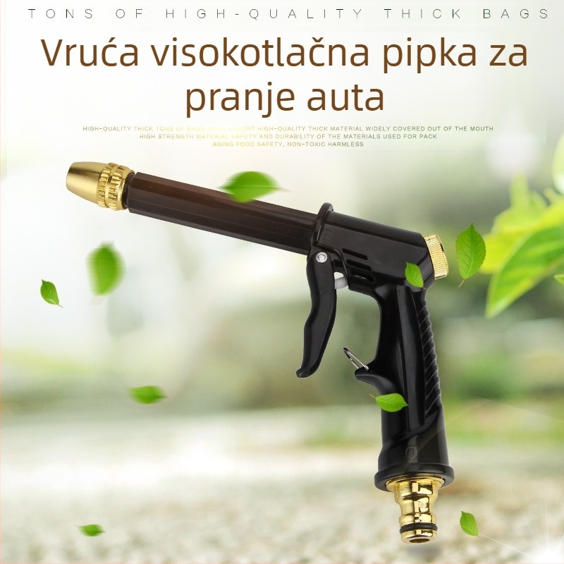 Visokotlačni pištolj za pranje automobila – glava s aluminijsko-medenim premazom, drška od inženjerskog plastika, domet prskanja 10–15, tlak vode iz slavine, težina 100 g