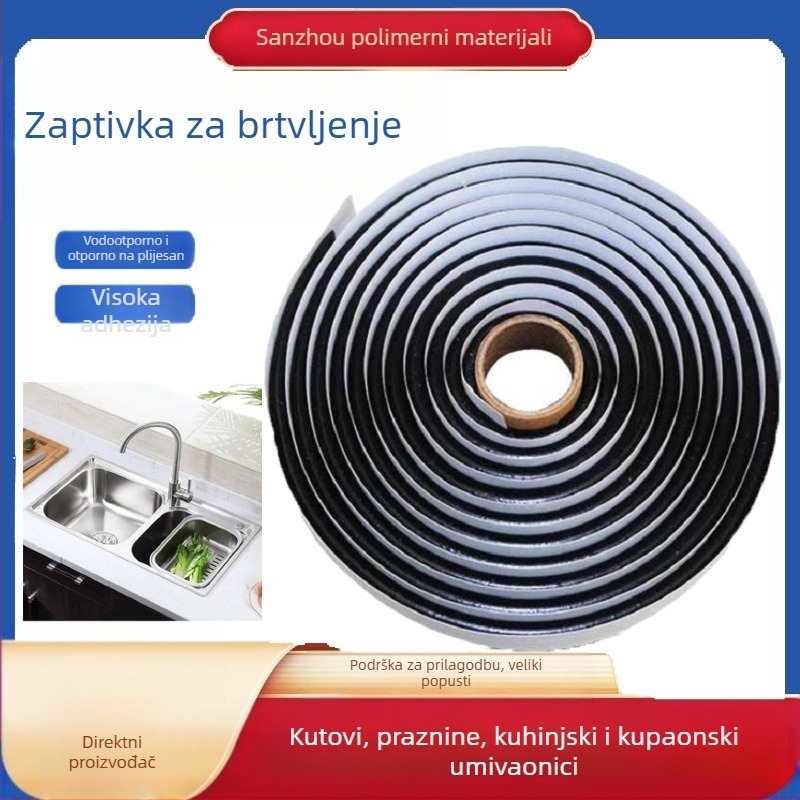 Inphic Butyl Traka za Brtvljenje Kutova u Kuhinji i Kupaonici, Dvostrana, Butyl Gum Ljepilo, Vodootporna i Otporna na Plijesan, Visoka Viskoznost, Jednostavna za Ugradnju