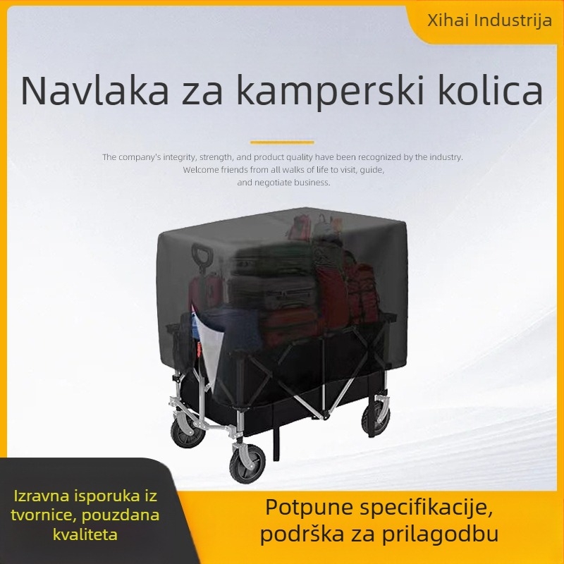 Navlaka za kolica za kampiranje, Oxford tkanina, vodootporna, zaštita od prašine i UV zračenja, otvaranje preklopom, mogućnost tiska logotipa