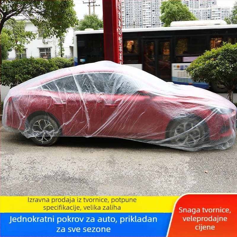 Ahmagni PE prozirna jednokratna zaštitna navlaka za automobil, univerzalna prilagodba