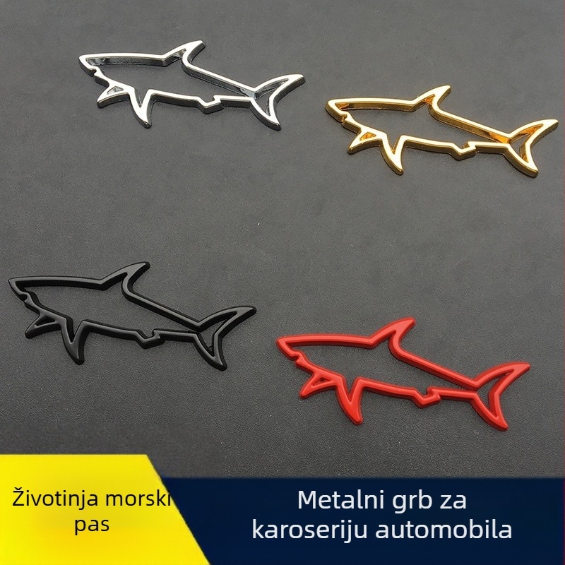 Metalna naljepnica za karoseriju automobila, stil ajkula, 3D dizajn (Marka: Dazzling; Materijal: Metal; Stil: Ajkula; Tip: Naljepnica za karoseriju; Montaža: Ljepilo)