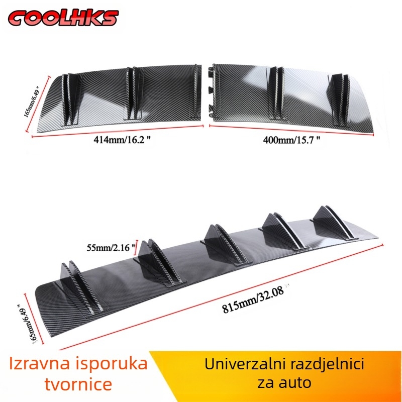 Zadnji spojler za stražnji branik, trokutasti dizajn, univerzalna upotreba, PP materijal, model 6091, težina 678 g