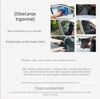 Automobilski elektrostatijski sjenilo film za prozore – PVC, ljepilo za montažu, tisak loga, težina 0,08 kg