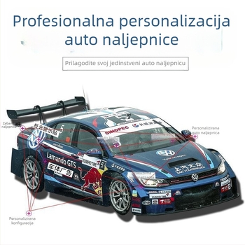 Ljepljene automobilske naljepnice – dizajn teksta s ajkulom – Snowwood; polietilen; ugradnja: ljepilo tip