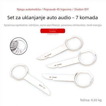 7-dijelni set alata za demontažu automobilske audio jedinice, metalni, za ploču s instrumentima