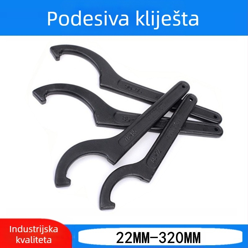 Osnovni engleski naslov mogao bi biti: "Crescent wrench with hook jaw and electrophoresis hook-head design". Kako biste ispunili pravilo 3–5 tehničkih parametara (bez boje i veličine) i izbjegli promotivne izraze, molim vas potvrdite je li ova osnova prihv