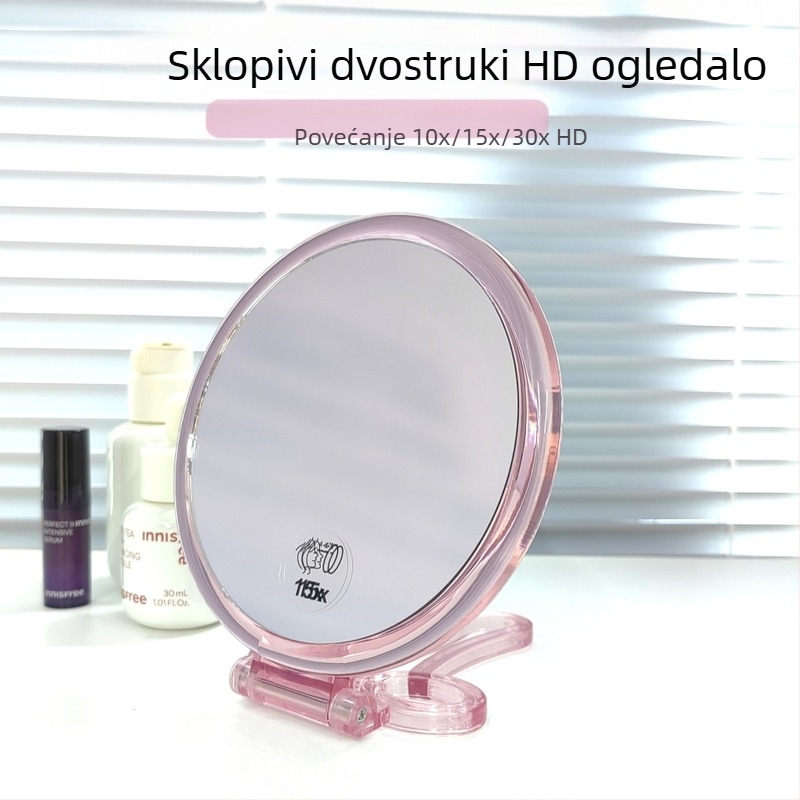 Desktop dvostruko ogledalo za šminku, sklopivo, HD povećanje, ABS okvir, prenosno
