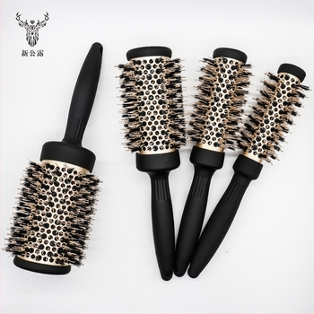New Public Dew Četka za kosu s dlakama divlje svinje za kovrčanje, protuklizna drška, cilindrična nylon-aluminijska cijev, 15–20 cm