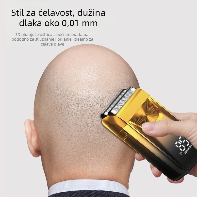 Električna brijača i aparat za šišanje kose, USB napajanje, ugrađena baterija 500–800 mAh, oštrice od nehrđajućeg čelika, odvojiva i periva glava