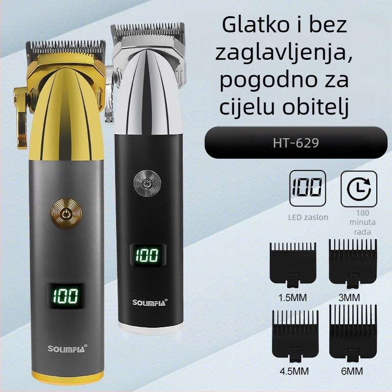 SOLIMPIA Električni stroj za šišanje kose, četkasti motor, oštrica od nehrđajućeg čelika, ugrađena baterija 1000-1200 mAh, trajanje 1-3 h, buka 36-45 dB