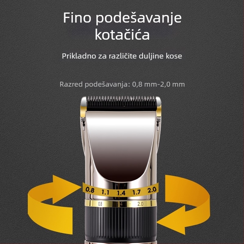 Električni uređaj za šišanje kose s keramičkom oštricom, periva glava, LCD zaslon, model 690A, radno vrijeme 1–3 sata