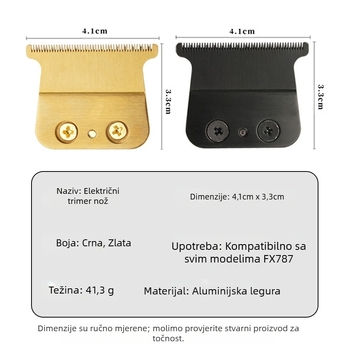Mythus Model 787 – Električni frizerski klipper, zamjenjiva glava za rezanje, oštar, dizajn bez šavova, fiksna glava