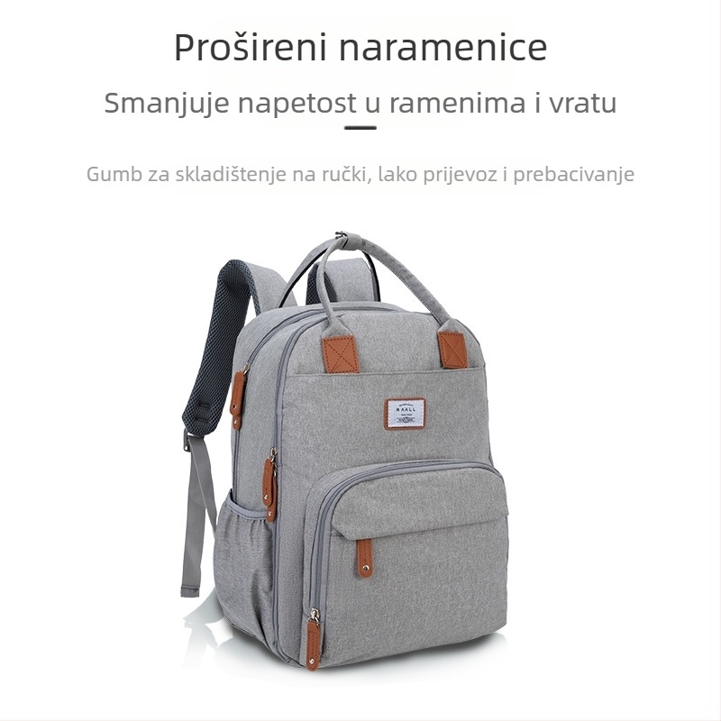 Ruksak za pelene za mame – lagan, velik kapacitet, poliester, torba za mamu i bebu, višenamjenska skladišna torba, proljeće 2024