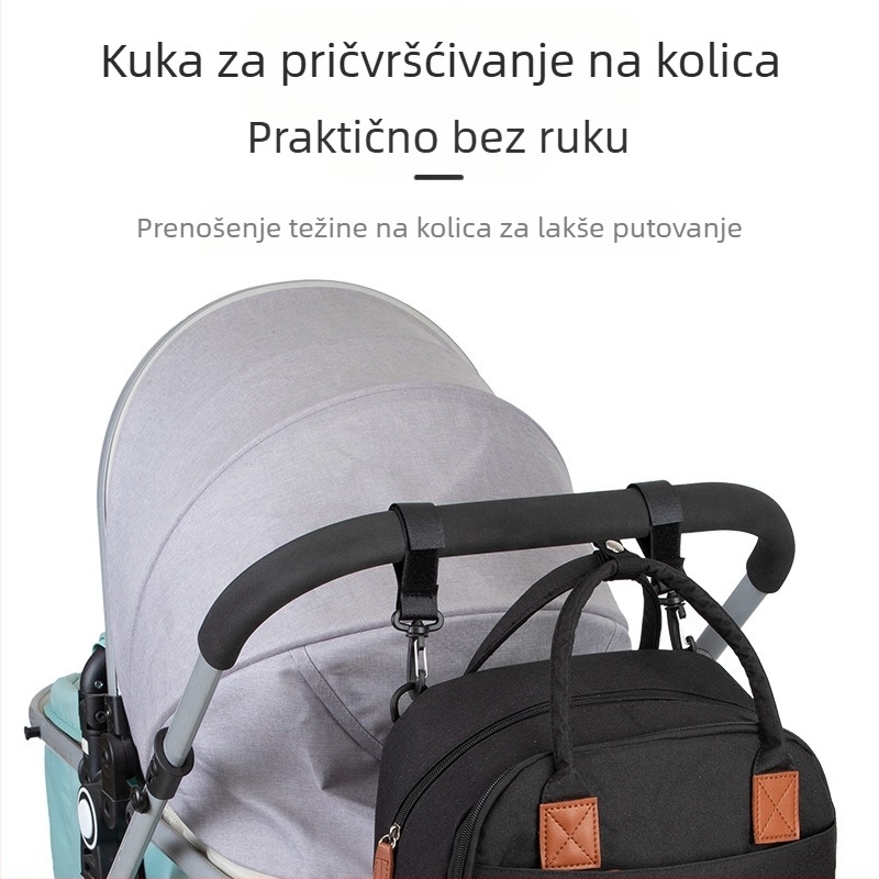 Ruksak za pelene za mame – lagan, velik kapacitet, poliester, torba za mamu i bebu, višenamjenska skladišna torba, proljeće 2024