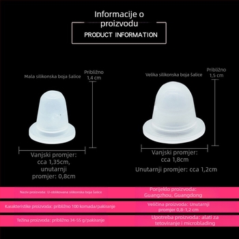 Silikonska U-oblik tetovažni čašica, mekana i sigurna za igle, 100 komada