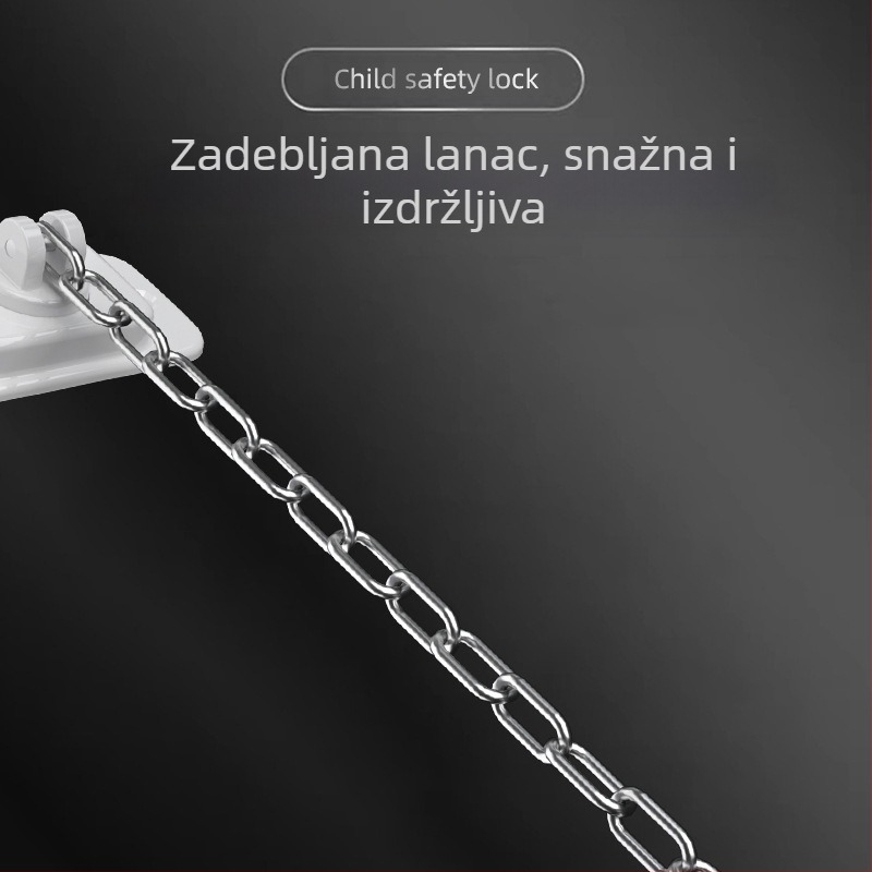 Višenamjenska sigurnosna zaštita za prozore i vrata s lancem, zaustivač vrata, instalacija bez bušenja, dječja sigurnost