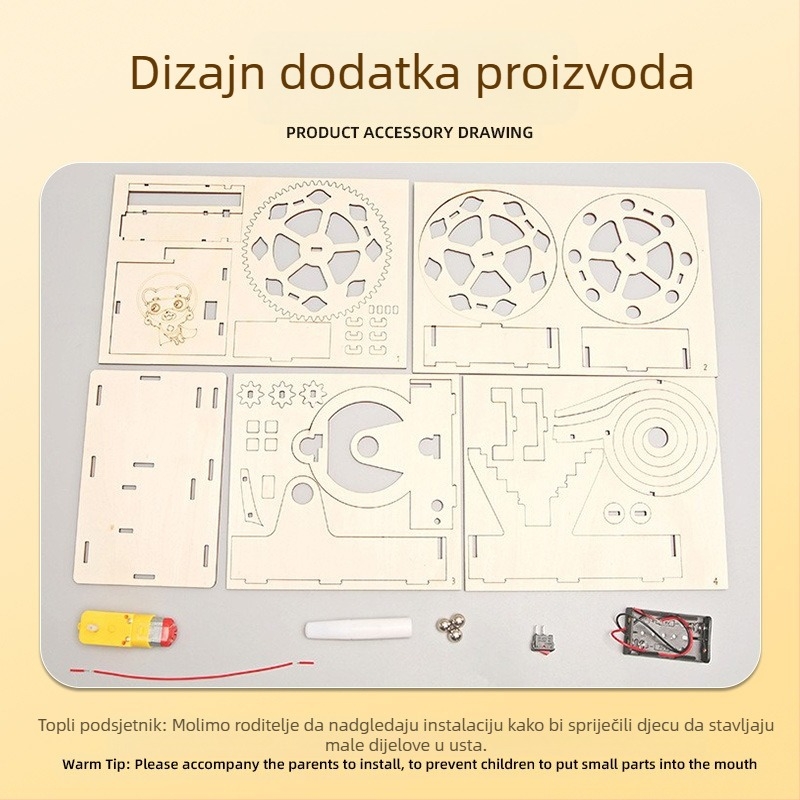 DIY drveni električni staza za kuglice – višenamjenska edukativna fizika igra za 7–14 godina