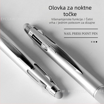 Pen za nokte s točkicama, 5 u 1, s pritisknim mehanizmom, višestruke glave za crtanje točaka, plastično kućište