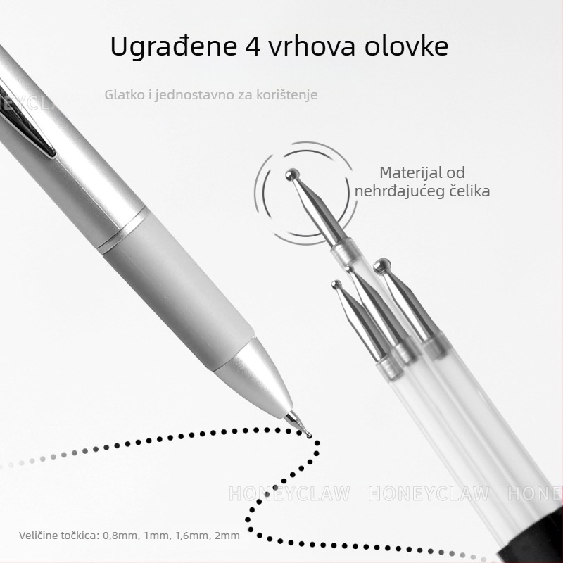 Pen za nokte s točkicama, 5 u 1, s pritisknim mehanizmom, višestruke glave za crtanje točaka, plastično kućište