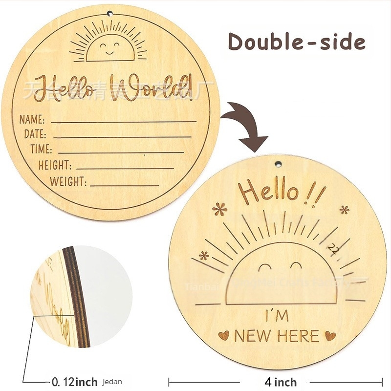 Dvostrano gravirana drvena kartica za bebe – objava rođenja