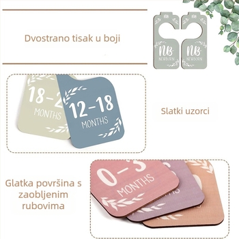 8-dijelni set drvenih privjesaka za bebine milestonske trenutke, od drveta boxwood, dvostrani, moderni minimalistički stil