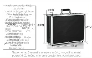 Kutija za alat s aluminijskim okvirom, ABS površinom, crna flanelna podstava, nosivost 8 kg