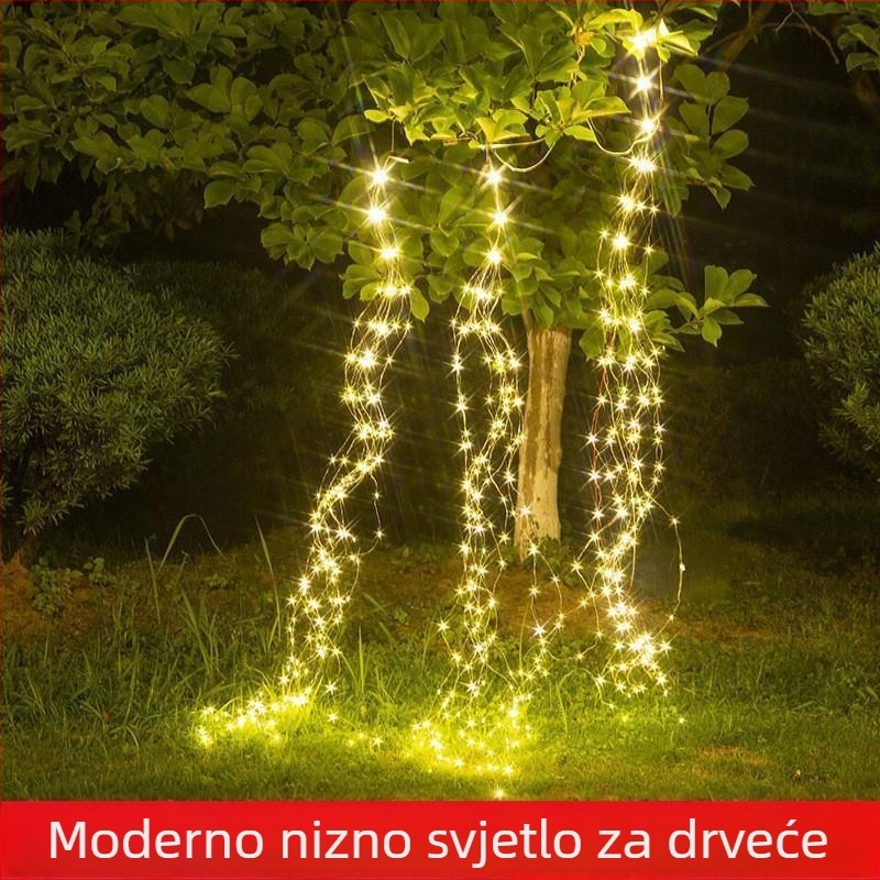 LED niz od ratana za stablo – vanjska božićna dekoracija, viseća svjetla