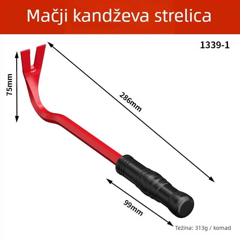 Maibu 1339 Mačji kandža — alat za vađenje eksera, za drvene podove i pločice, s ravnom glavom i kukom