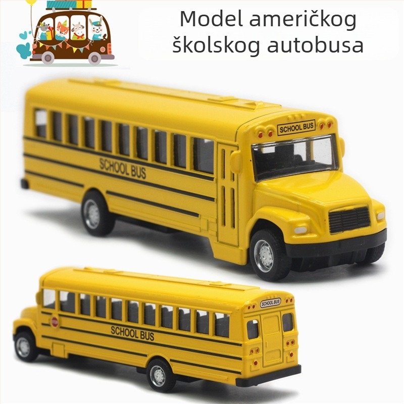 Aluminijski pull-back model školskog autobusa, 1:43 skala, Yi Da Xin, višenamjenska igračka autobus