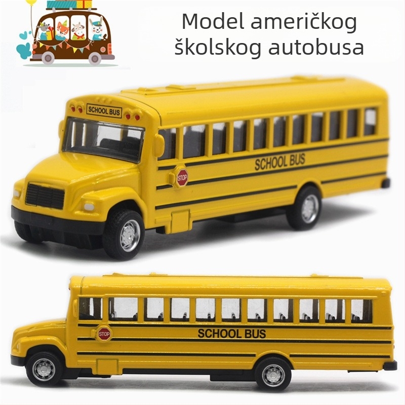 Aluminijski pull-back model školskog autobusa, 1:43 skala, Yi Da Xin, višenamjenska igračka autobus