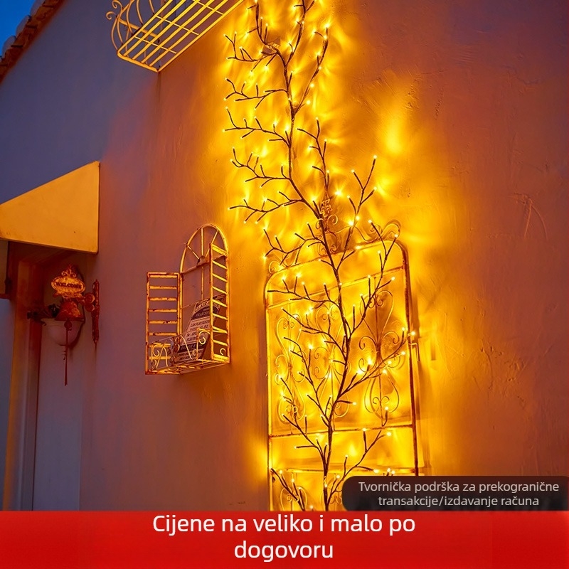LED lampica u obliku grančice s fleksibilnim izdancima, skandinavski unutarnji dekor — zidna ili noćna lampa u obliku drveta