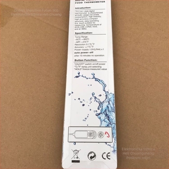 Vodni termometar za kuhinju i roštilj — digitalni prikaz, nehrđajući čelik, igličasti senzor za umetanje, rezolucija 0,1°C, Haoxinda