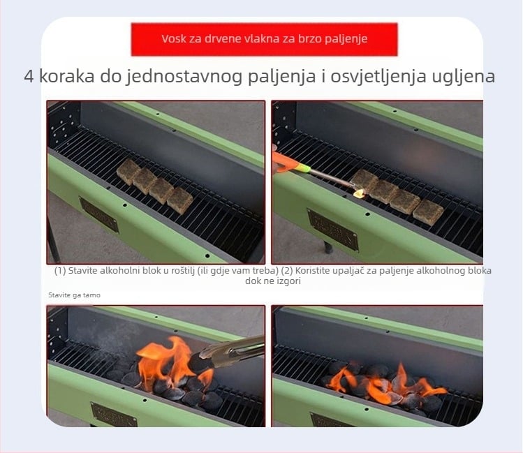 Drveni blokovi voska za zapaljenje za vanjsku kamp-kuhinju