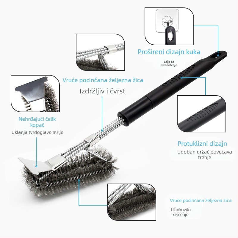 BORUI četka za roštilj s čeličnim vlaknima i PP držačem, 35 komada u pakiranju, podrijetlo Guangdong