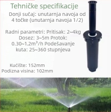 Podzemno ugrađena rotirajuća prskalica za travnjake s podiznim mehanizmom | Yu Rui, inženjerske plastike