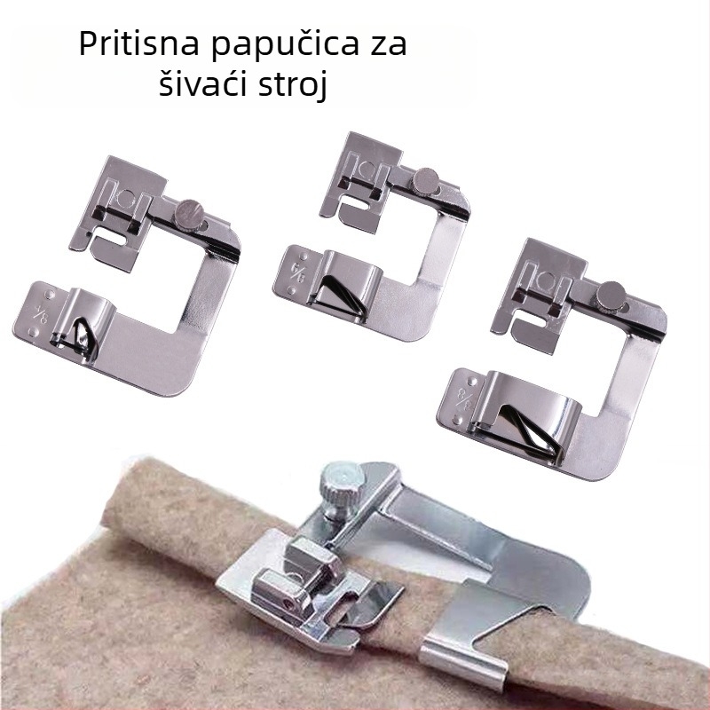 Set od tri presne stopice za šivaću mašinu — hemiranje i završna obrada rubova, veličine 4/8, 6/8, 8/8