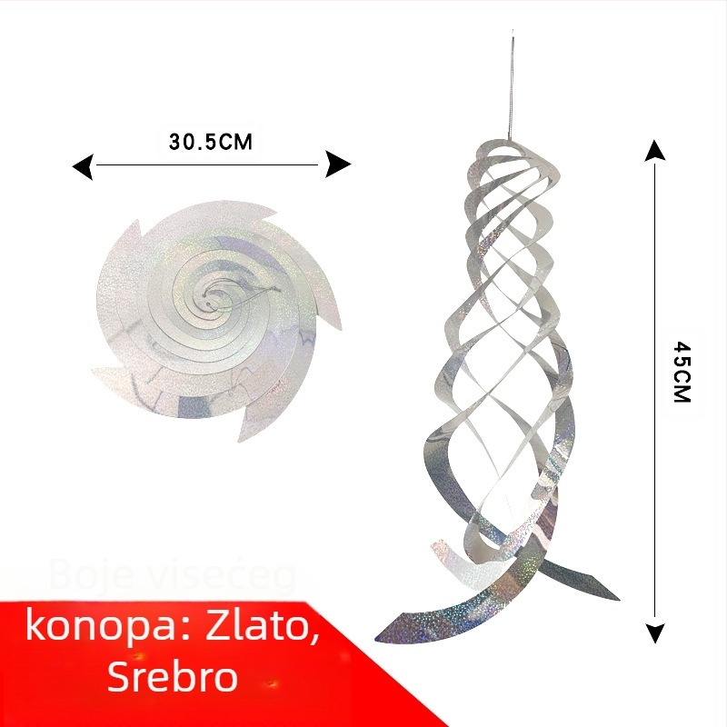 Vrtni dekorativni predmet za odvrat ptica, PET materijal, viseća spiralna vjetrenjača, Mei Yan