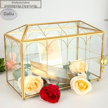 Geometrijska staklena kutija za svadbene kartice s preklopnim poklopcem