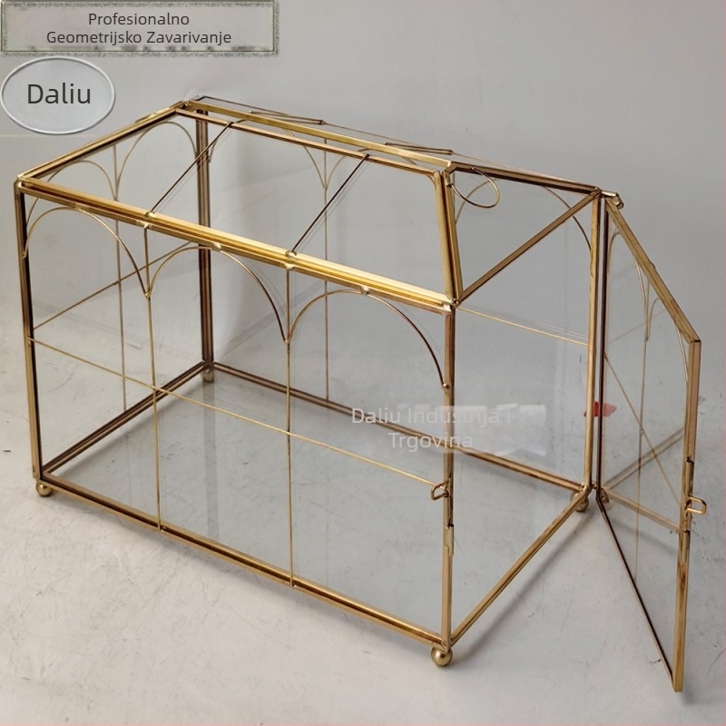 Geometrijska staklena kutija za svadbene kartice s preklopnim poklopcem