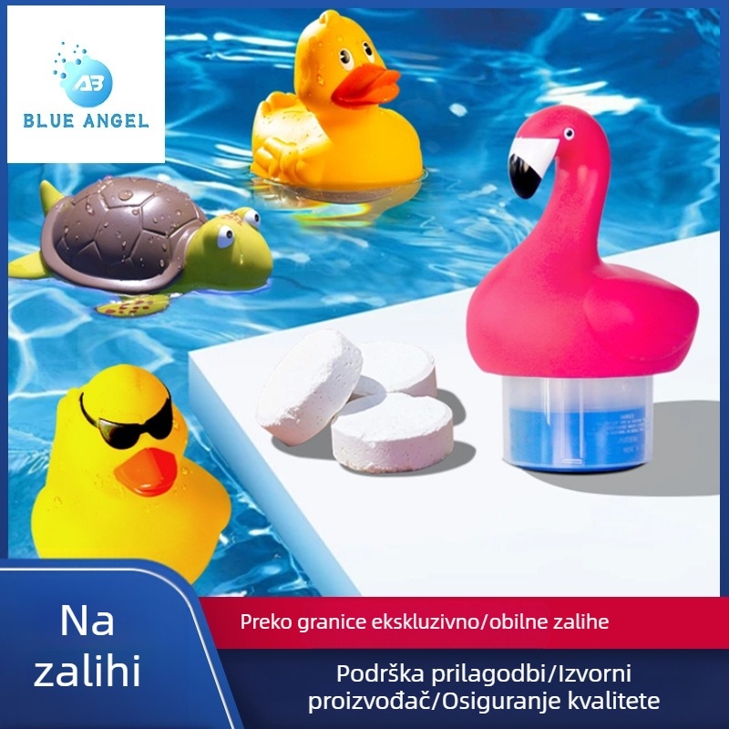 Doziranje kemikalija za bazen i pribor za čišćenje, PVC glava kornjače, flaminga i žuta patka za bazen