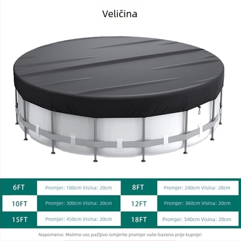 Kružni pokrov za bazen, otporan na prašinu i kišu, UV-otporan, vodonepropusan, 210D materijal, vanjska upotreba